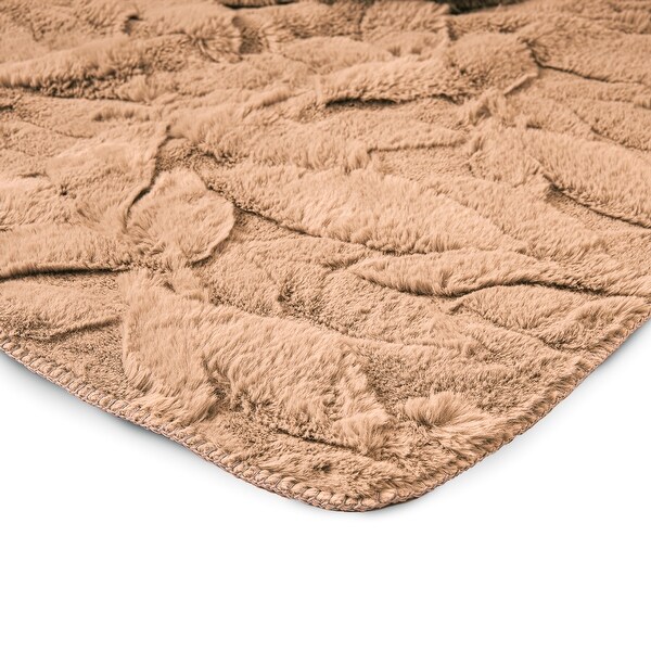 HGTV Glam Jacquard Throw Blanket, Polyester Faux Fur Micro Mink