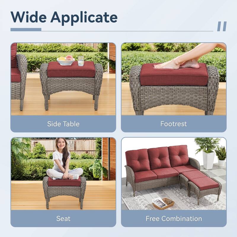 Gymojoy 5-Piece Outdoor Wicker Patio Swivel Chair & Ottoman Set, Rattan Coversation Set with Water Resistant Cushions
