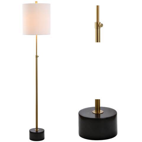 Roxy 66" Adjustable Height Metal LED Floor Lamp, Brass/Black Marble by JONATHAN Y - Black/Brass Gold - 56-66" H x 13" W x 13" D