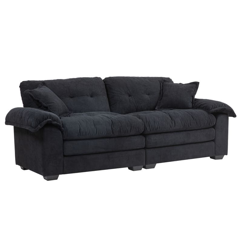84" Chenille Loveseat Sofa with Memory Foam&Pocket Springs, Deep Seat Couch with 2 Throw Pillows