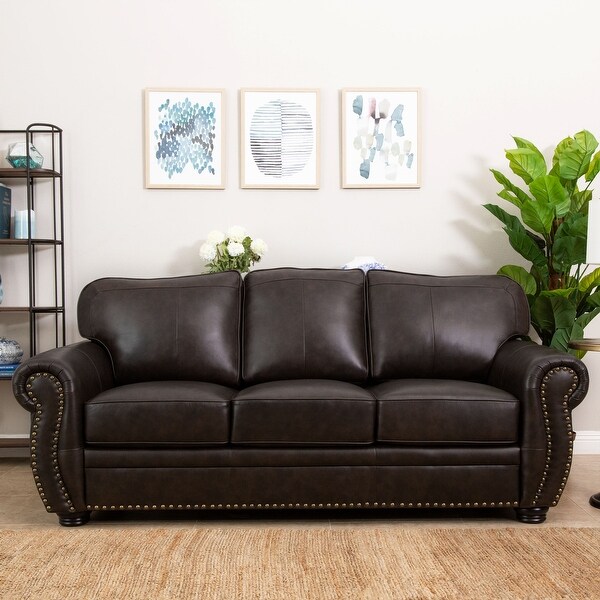 Abbyson Richfield Brown Top-Grain Leather Sofa - On Sale - Overstock ...