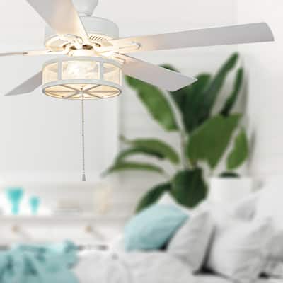 Copper Grove Uoleva 52-inch 5-blade Alabaster Mesh LED Ceiling Fan