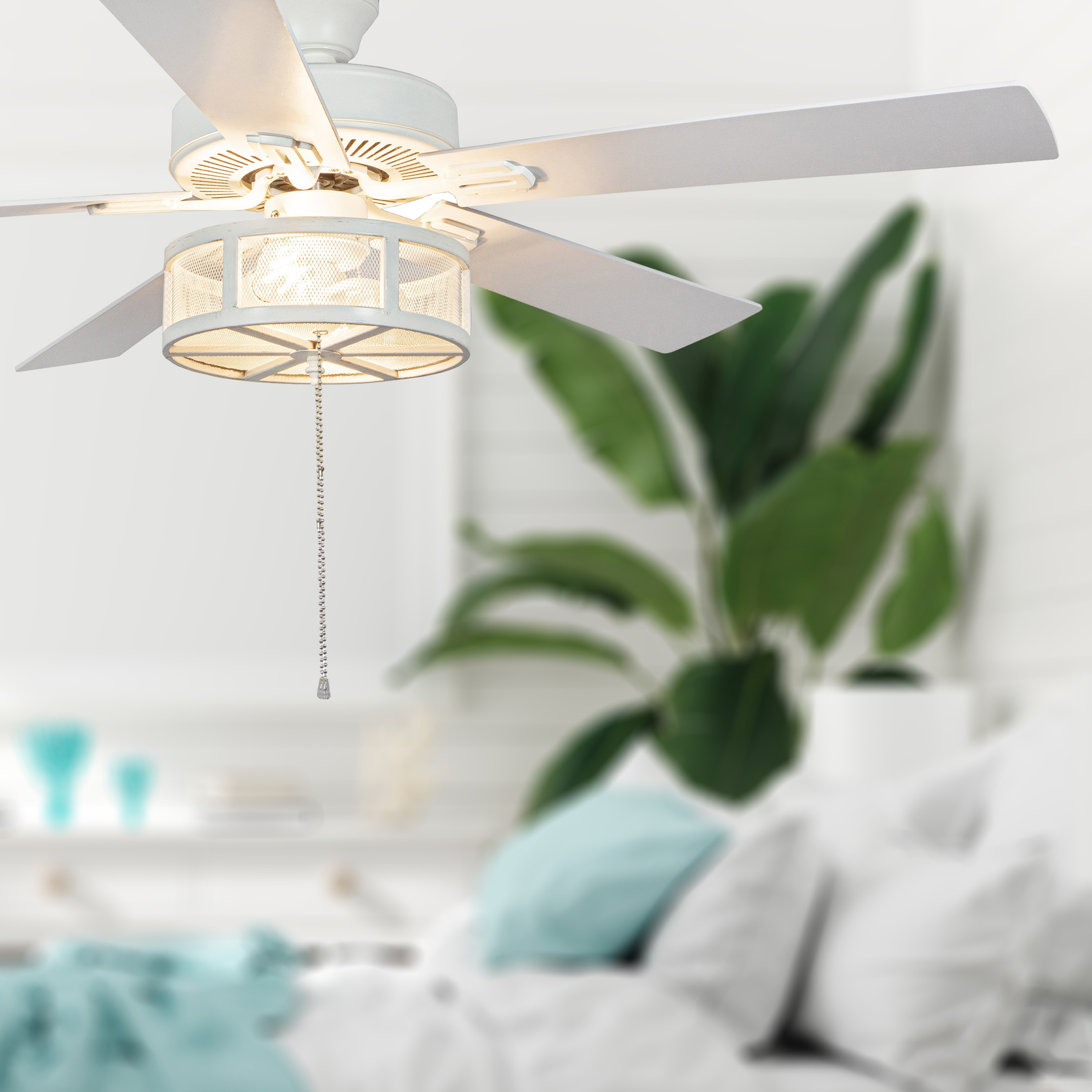 River of Goods Uoleva 52-inch 5-blade Alabaster Mesh LED Ceiling Fan