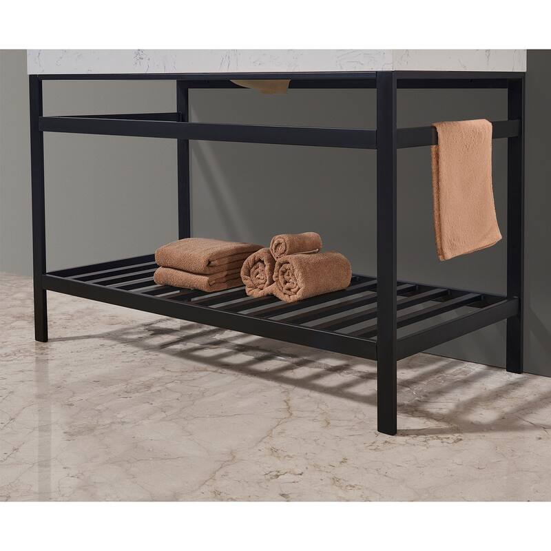 Altair Merano Stainless Steel Vanity Console with Stone Countertop and Mirror