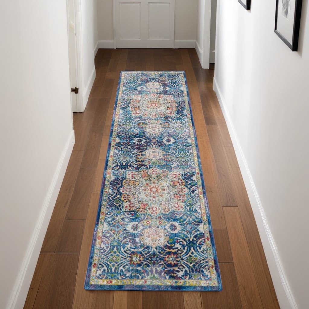 Cahow Power Loomed Distressed Abstract Floral Traditional Non Skid Area Rug By HomeRoots - 96' X '28' X '0.5