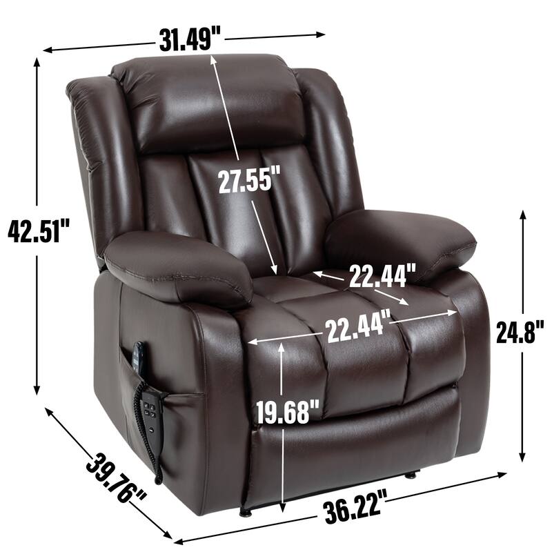 Infinite Position Up to 350 LBS Electric Medium size Power Lift Recliner Chair with 8-Point Vibration Massage and Lumbar Heating