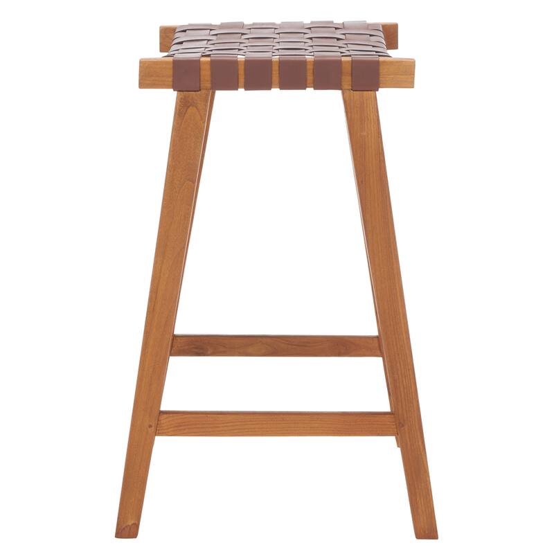 SAFAVIEH Remzija 30-inch Woven Leather Rectangle Bar Stool - 20" W x 19" D x 30" H