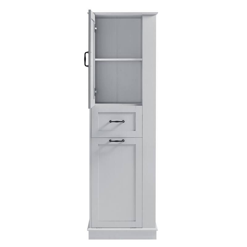 Modern Tall Storage Cabinet - Tilt-Out Compartment,Adjustable Shelves,80LBS Capacity,Soft-Close Hinges,Aluminum Alloy Handles