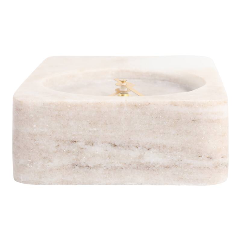 Modern Stone and Marble Clock with Contemporary Design - Beige