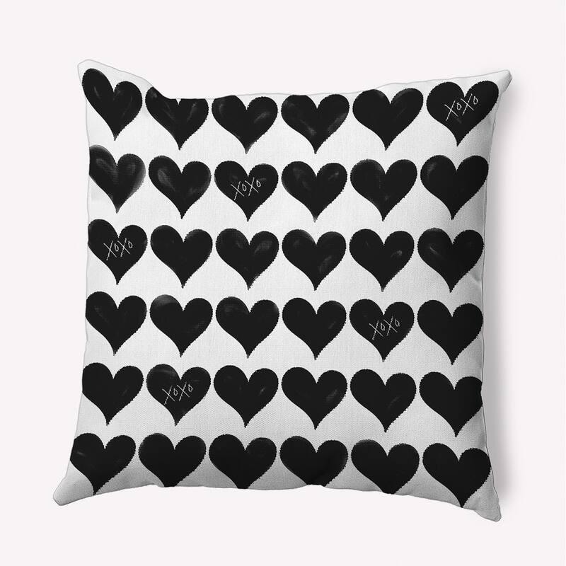 XOXO Colored Hearts Valentine's Day Decorative Indoor Pillow - 18" x 18" - Black-White