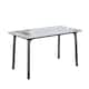 Minimalist Dining Table with Rectangular Sintered Stone and Tempered Glass Tabletop, Big Robust Aluminum Legs