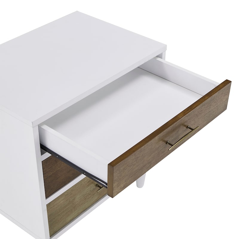 Prudence White and Natural Finish 3-Drawer Nightstand from iNSPIRE Q Modern