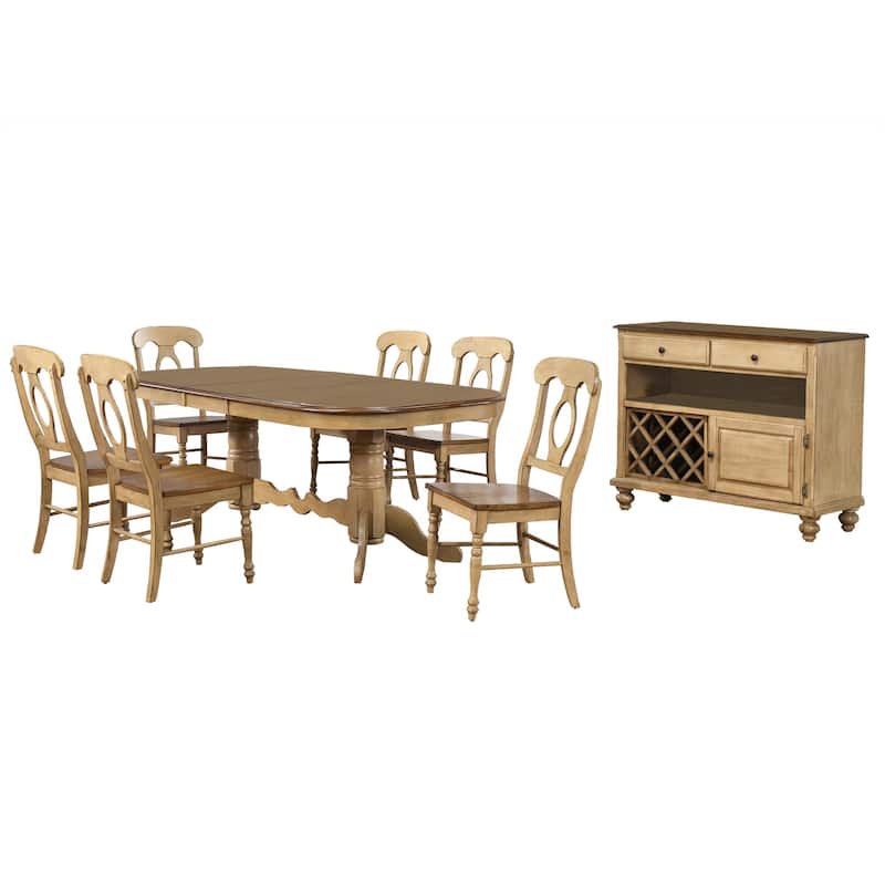 Extendable Dining Set - 8 Piece Oval Table with Chairs & Server - Seats 10