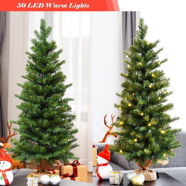 Shop Costway 3ft Pre Lit Spruce Tabletop Christmas Tree Lights Timer Overstock 23571646