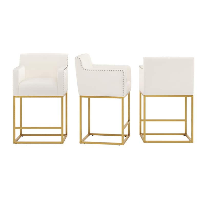 LUE BONA Modern Counter Height Bar Stools Fabric Upholstered Counter Stool - 26"H