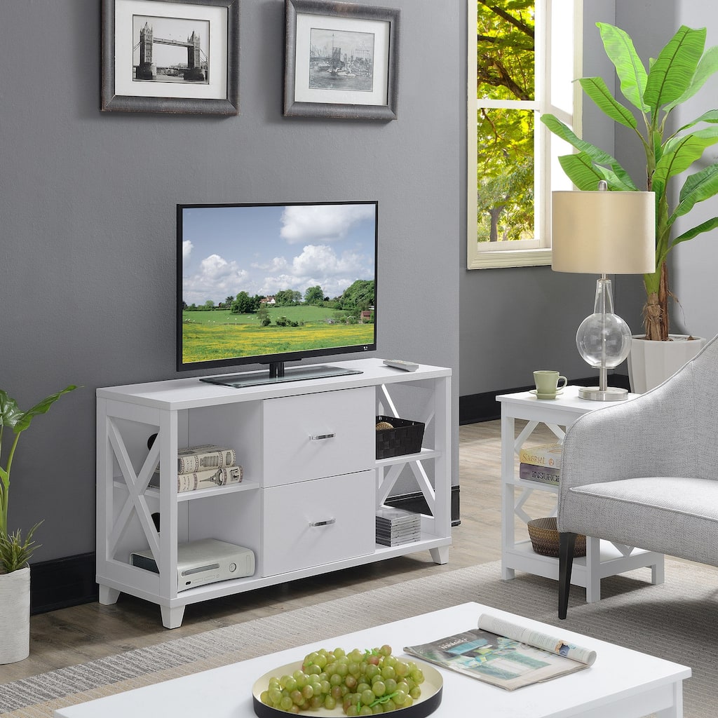 Convenience Concepts Oxford Deluxe 2 Drawer TV Stand with Shelves for TVs up to 55 Inches