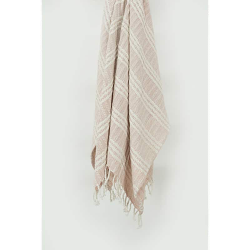 HomeRoots Blush Woven 100% Cotton Throw Blanket