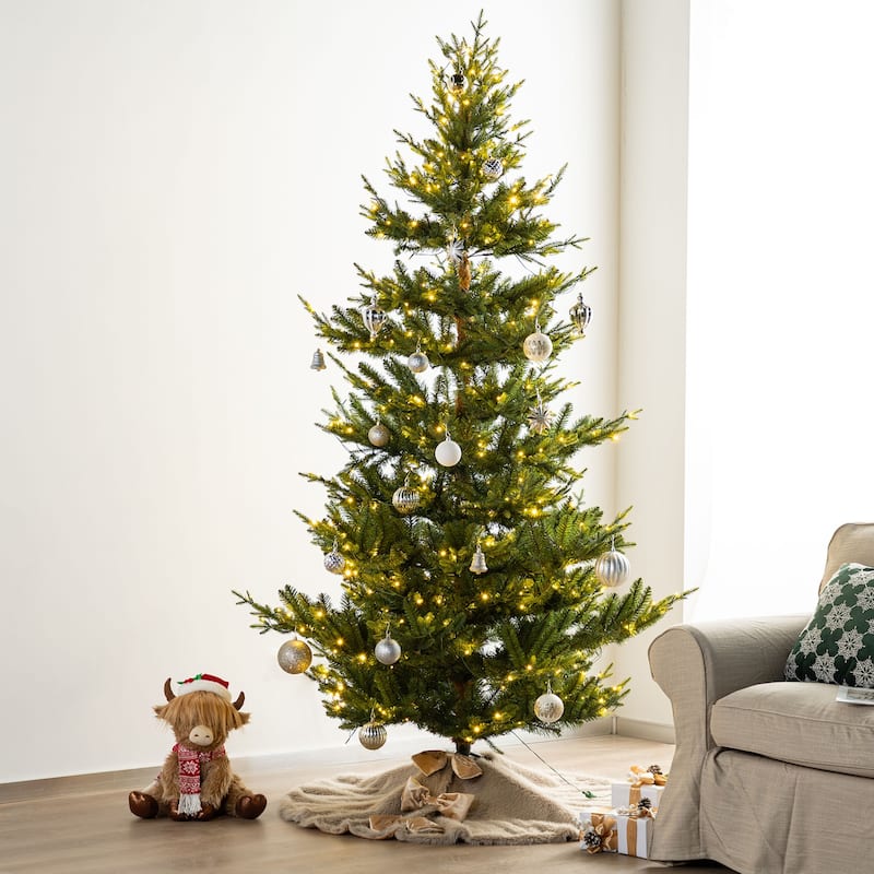 Glitzhome 48"D or 60"D Soft Fake Rabbit Fur Christmas Tree Skirt