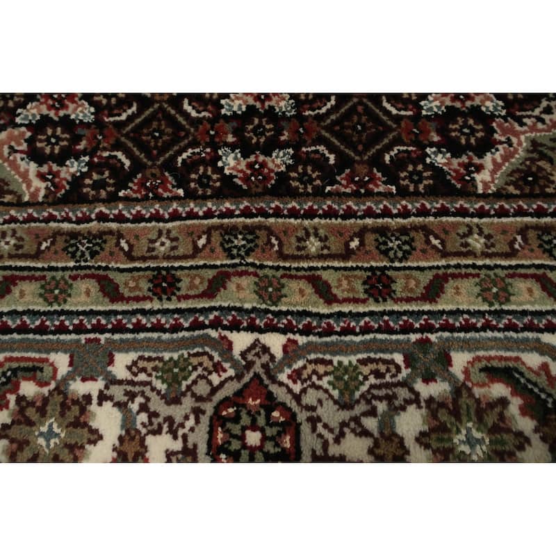 Hand Knotted Oriental 100% Wool Carpet Traditional Floral Black Tabriz-Mahi Area Rug - 8' 8'' X 5' 8''