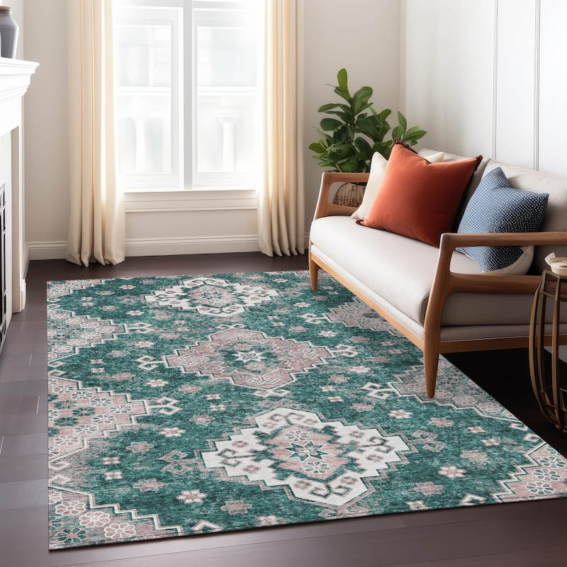 Machine Washable Indoor/ Outdoor Chantille Boho Tribal Rug