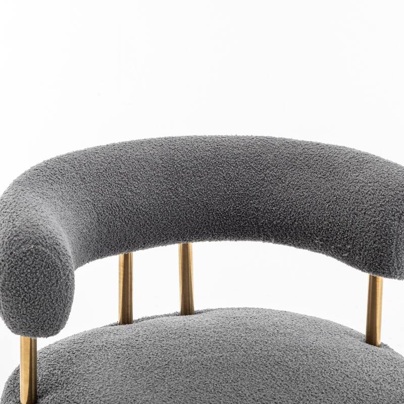 SEYNAR Modern Glam Upholstered Comfy Open-Back Accent Vanity chair with Golden Legs
