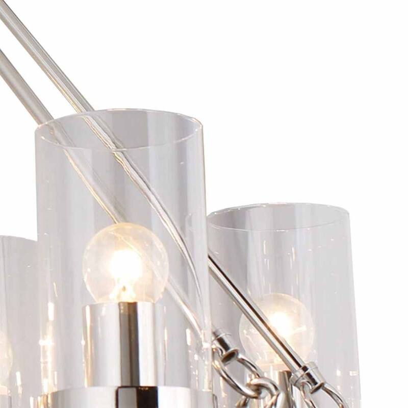 8 Light Candle Style Chandelier with Clear Glass Shade in Nickel