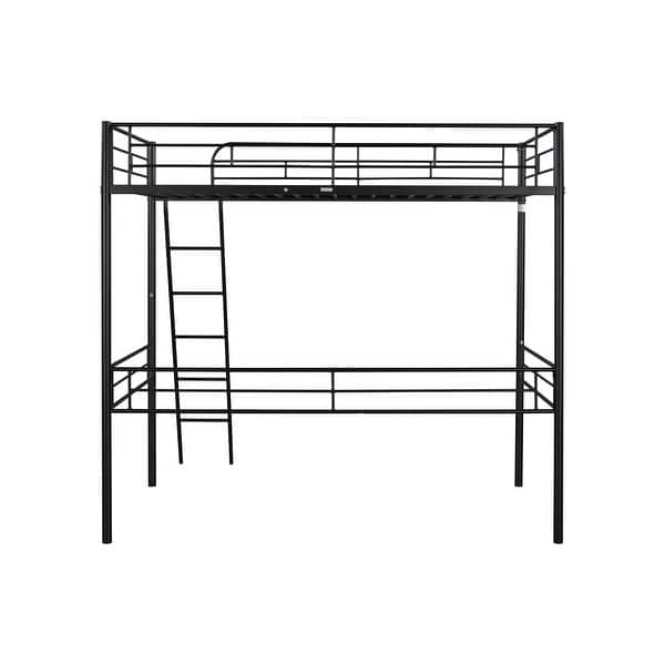 Metal Twin Size Loft Bed with Metal Slats, Inclined Ladder and Full ...
