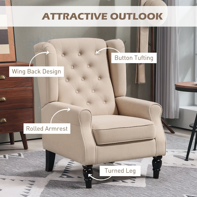 HOMCOM Copper Grove Guanta Tufted Wood Leg Accent Chair