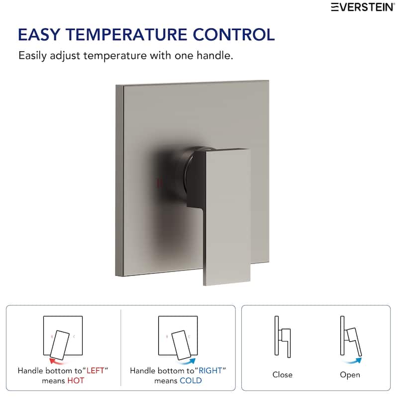 Stainless Steel Rainfall Shower Head, Single-Function Shower Faucet with Pressure-Balanced Valve