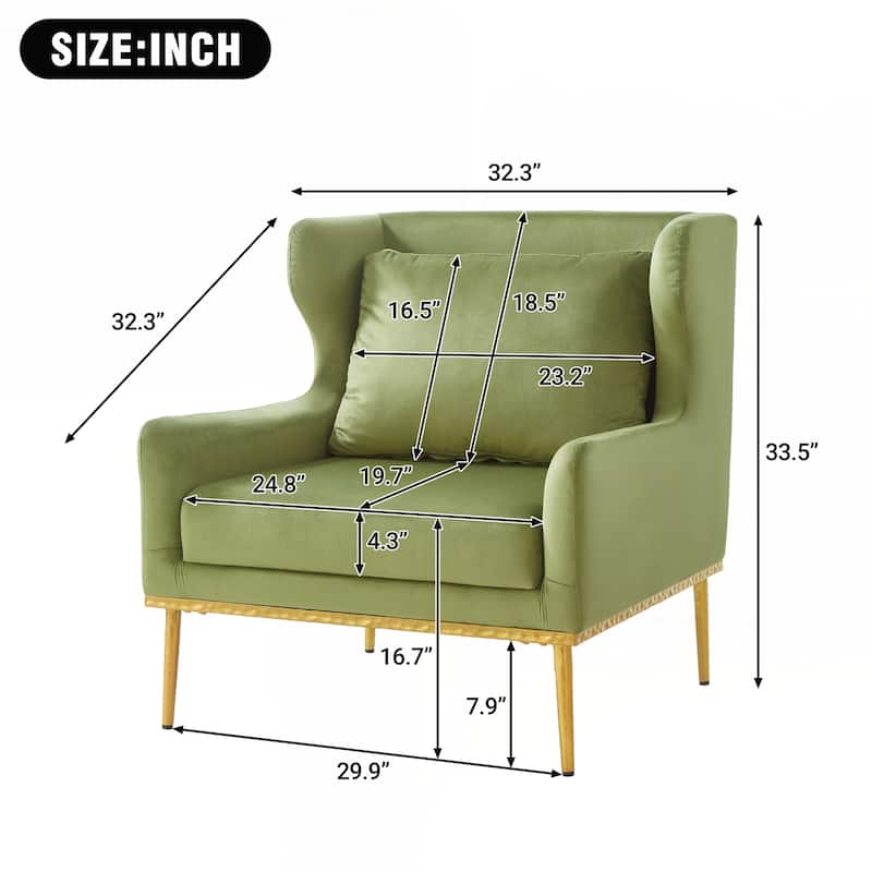 Modern Armchair Velvet Accent Chair Reading Chair Single Sofa Chair for Living Room