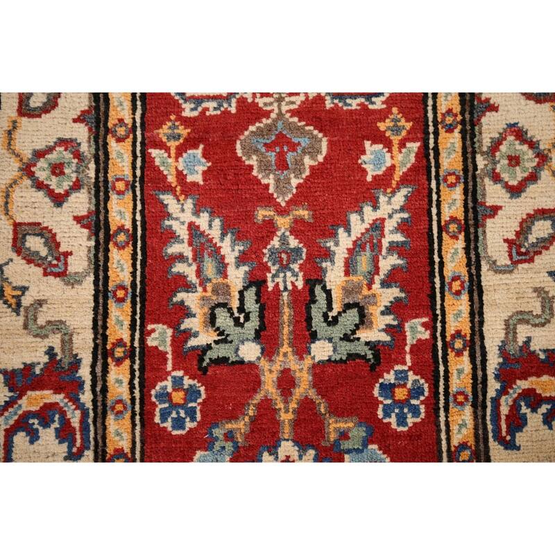 Red Kazak Runner Rug Hand-Knotted Hallway Wool Carpet - 2'1" x 6'1"