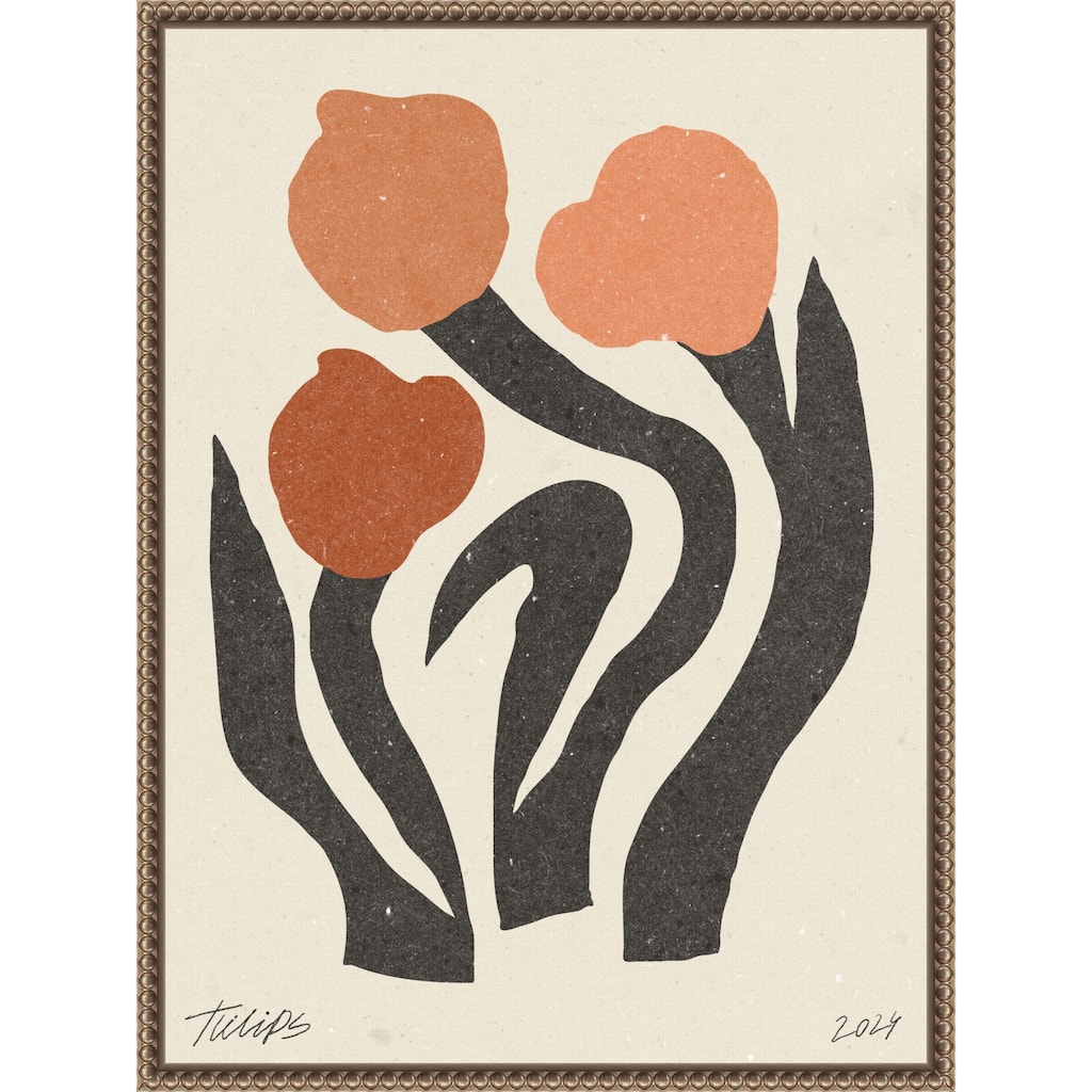 Modern Flower No. 2 by Nktn (18 x 24 in.), Framed Canvas Wall Art Print
