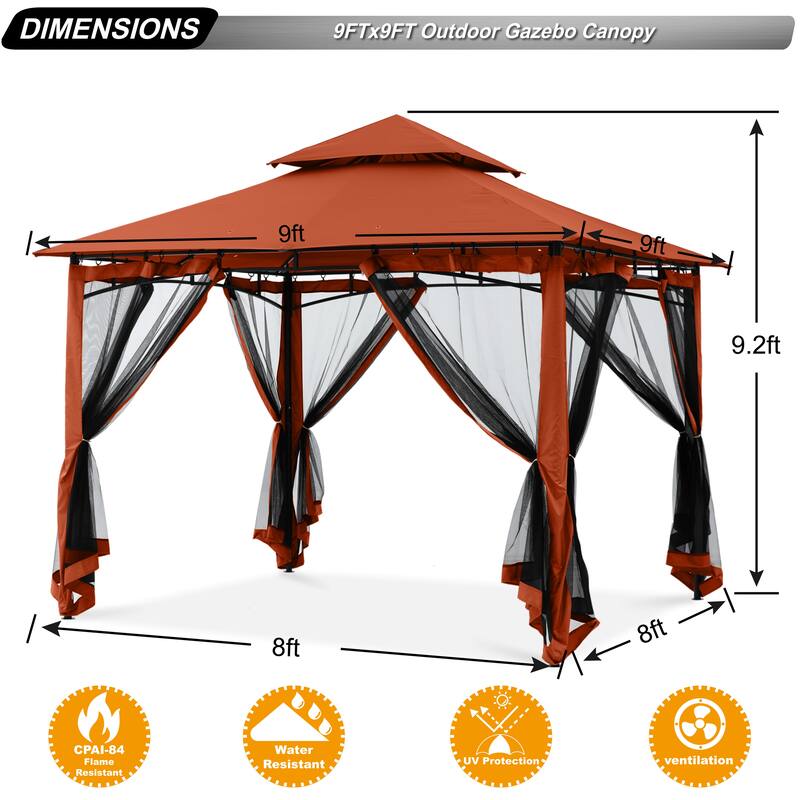 ABCCANOPY Patio Outdoor Gazebo for Double Roof Soft Canopy