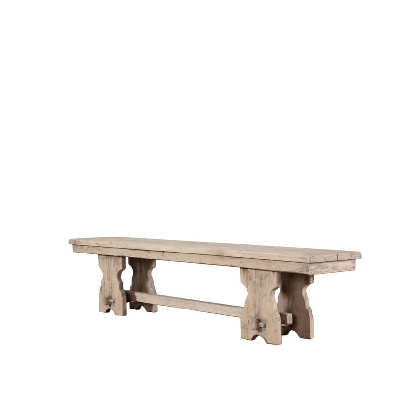 Approx.79 inchesRustic Trestle Base Elm Bench Weathered Natural