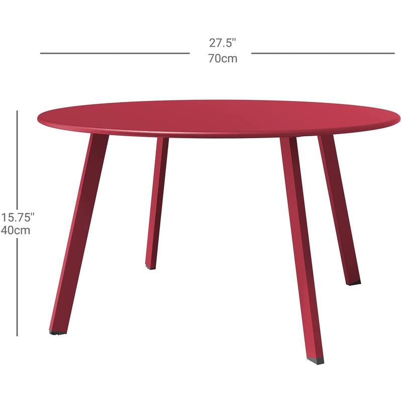 Patio Round Steel Patio Coffee Table, Weather Resistant Outdoor Large Side Table