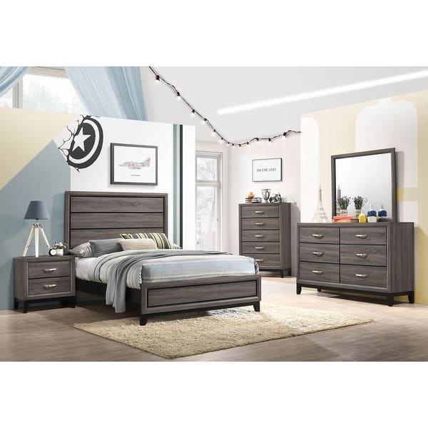 slide 2 of 21, Watson Transitional Panel Grey Oak Bedroom Set Full - 5 Piece