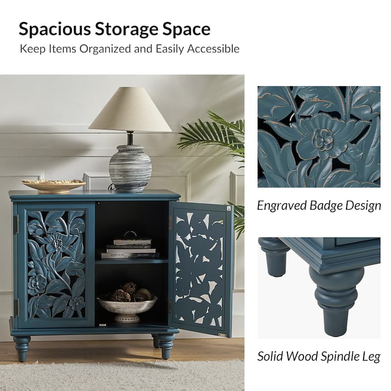 Alban Traditional 32"Tall 2 Hollow Door Accent Cabinet with LED light Set of 2 by HULALA HOME