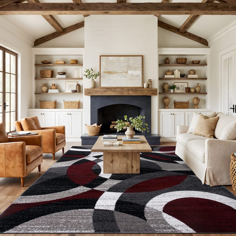 World Rug Gallery Geometric Circles Area Rug