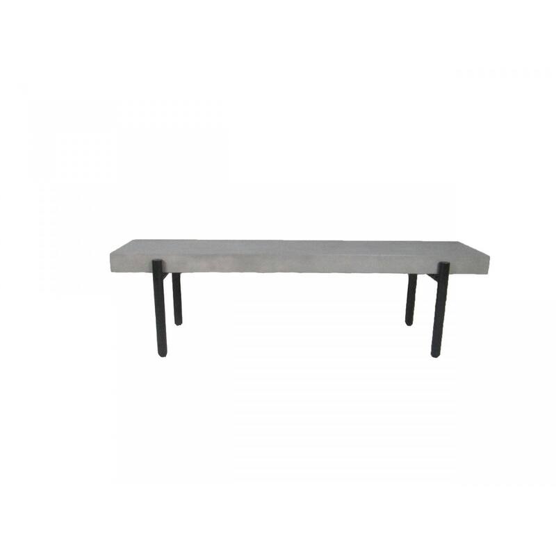 HomeRoots 63" Gray and Black Concrete Dining Bench - 63