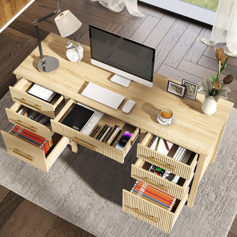 54W Executive Desk Home Office Desk with File Drawer