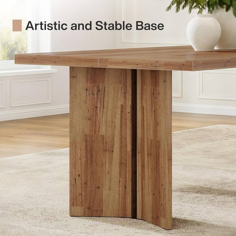 63-inch Rectangle Wooden Dining Table with Large Tabletop and Heavy Duty Legs for 4 to 6 People