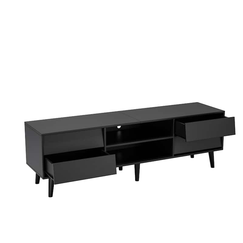 63'' TV Stand with Bevel Design, 4 Drawers and 2 Shelves, Entertainment Center for Living Room or Bedroom