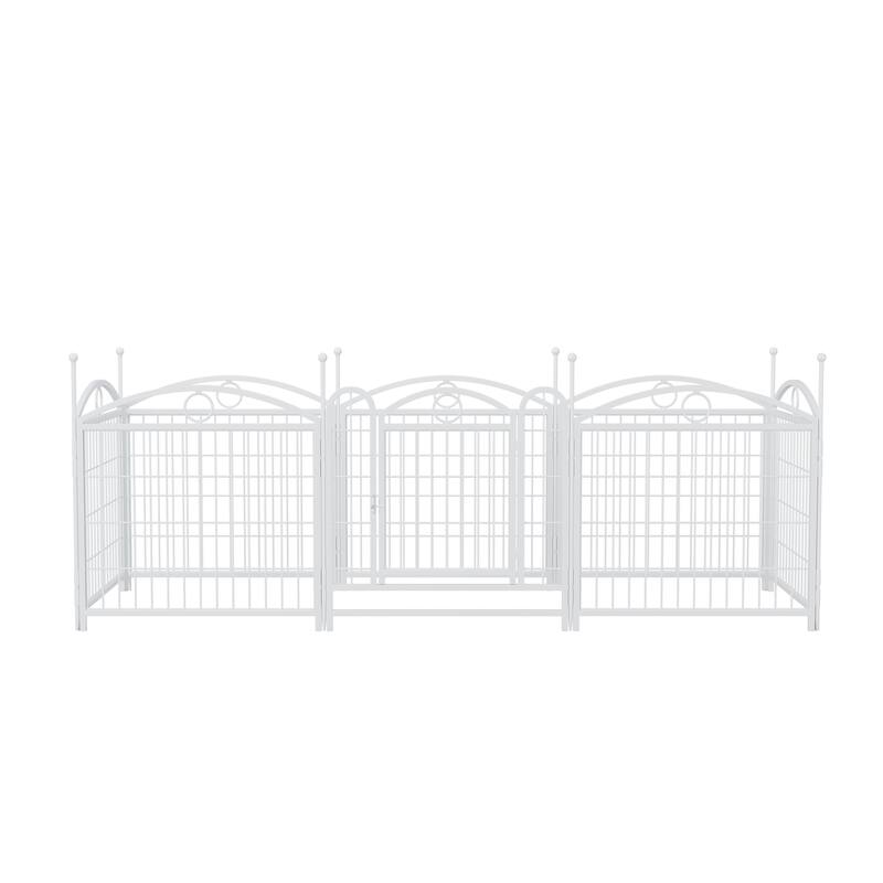 Dog Playpen 24 inch 8 Panels Metal Dog Pen Pet Dog Fence with Doors, Heavy Duty Dog Fence Puppy Pen Foldable Pet Exercise Pen