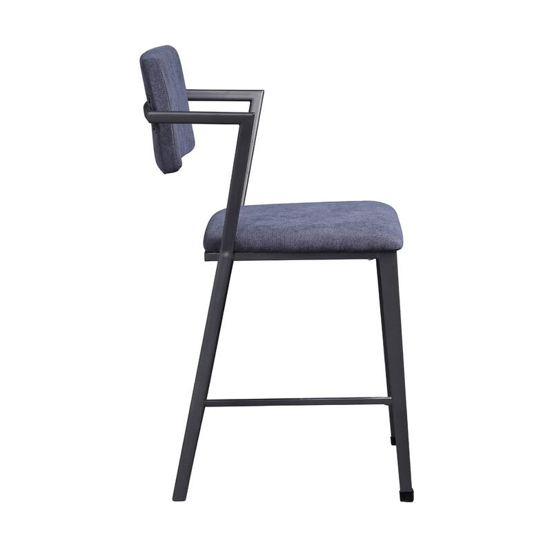 Set of 2 Counter Height Chairs with Metal Frame, Gunmetal