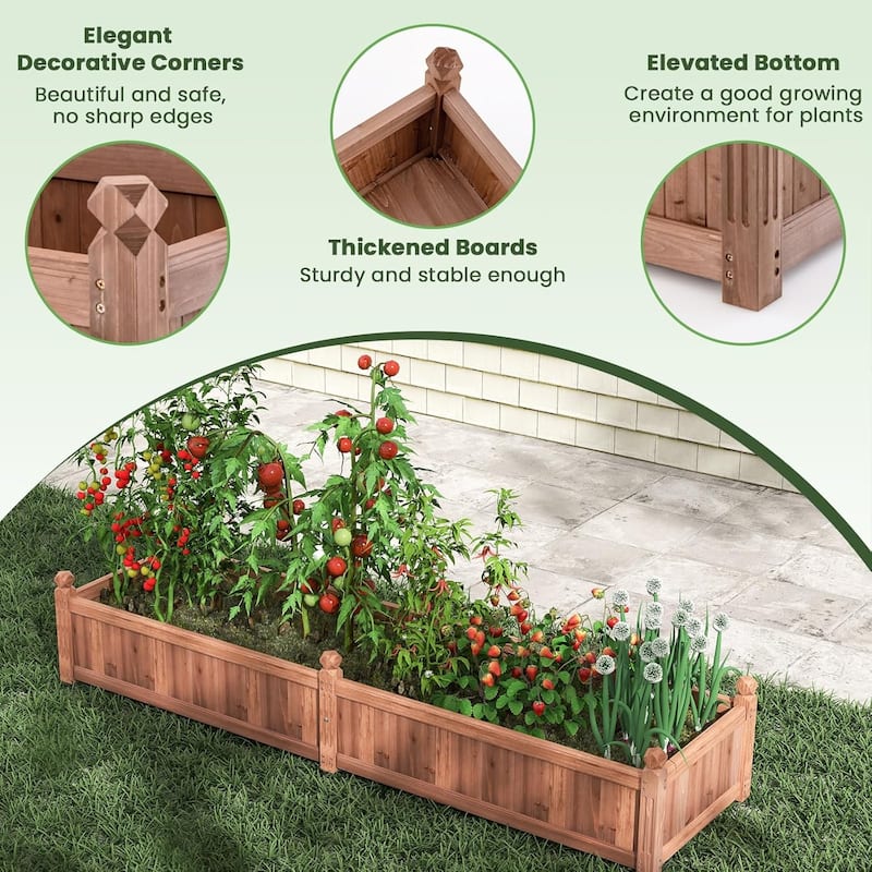 Wood Raised Garden Bed Planting Bed Divisible Planter Box