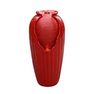 Teamson Home - 32" Glazed Floor Fountain, LED Light - 14.96"L x 14.57"W x 31.89"H
