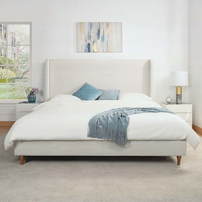 Minimalist Designs High Headboard Upholstered Platform Bed