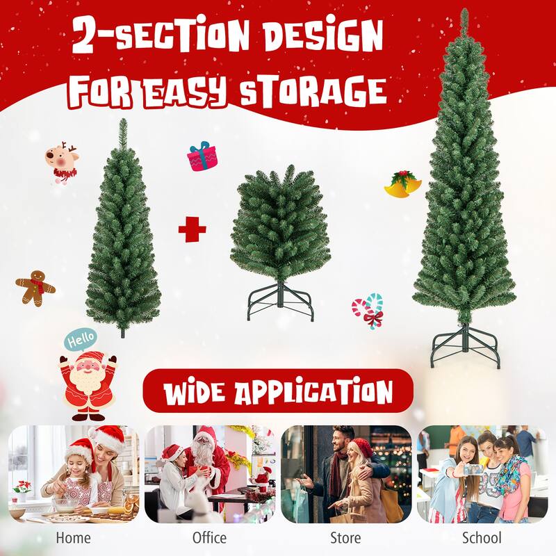 Gymax 5 FT Pencil Christmas Tree w/295 Memory Wire Branch Tips 110 LED - See Details