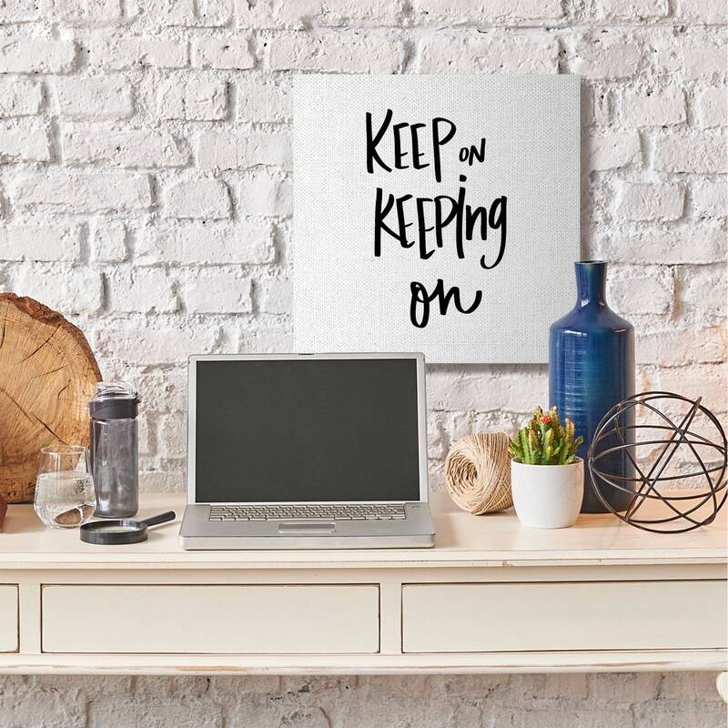 Stupell Keep on Keeping On Quote Motivational Text Canvas Wall Art - Black