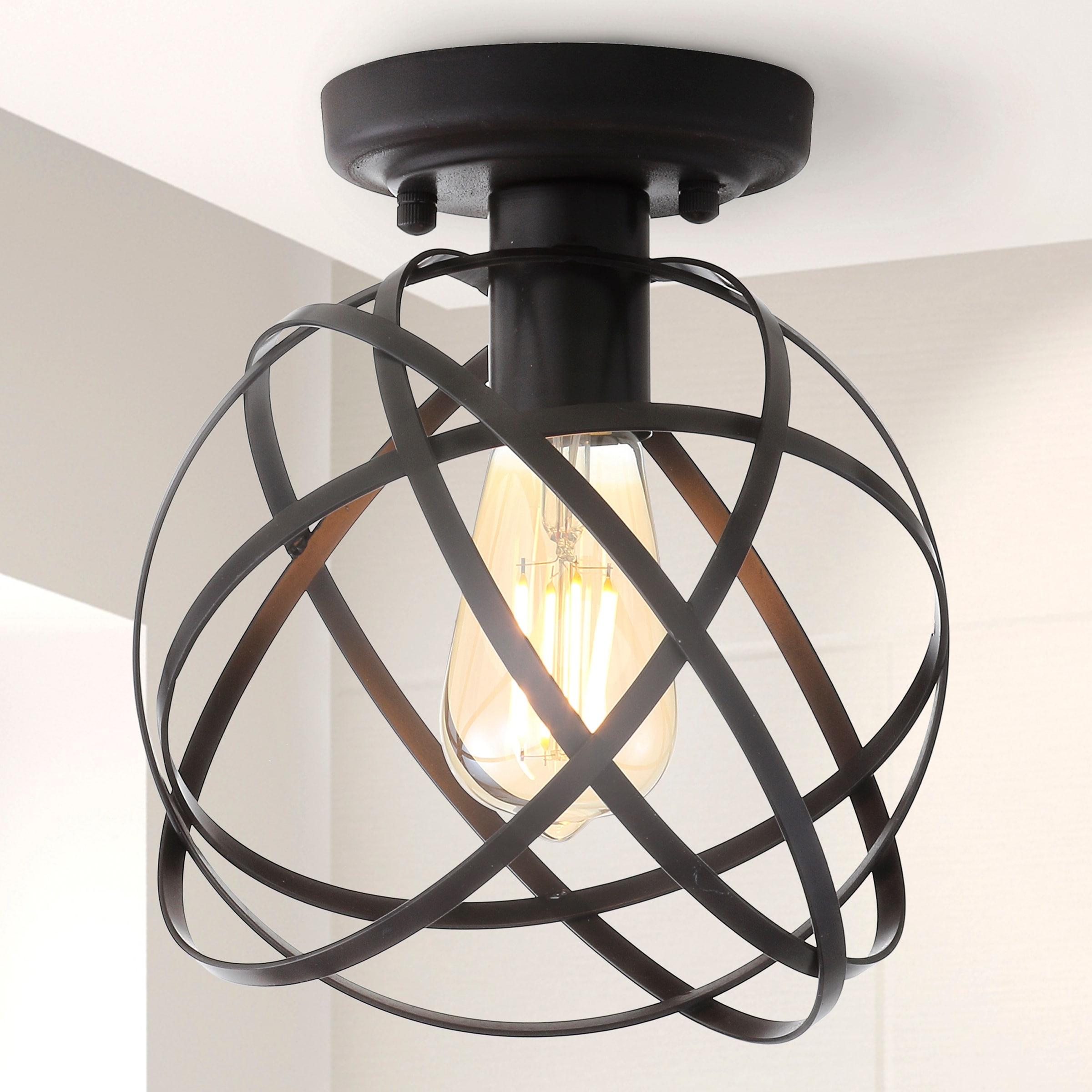 JONATHAN Y Cassidy 8.5" Orb Metal LED Flush Mount